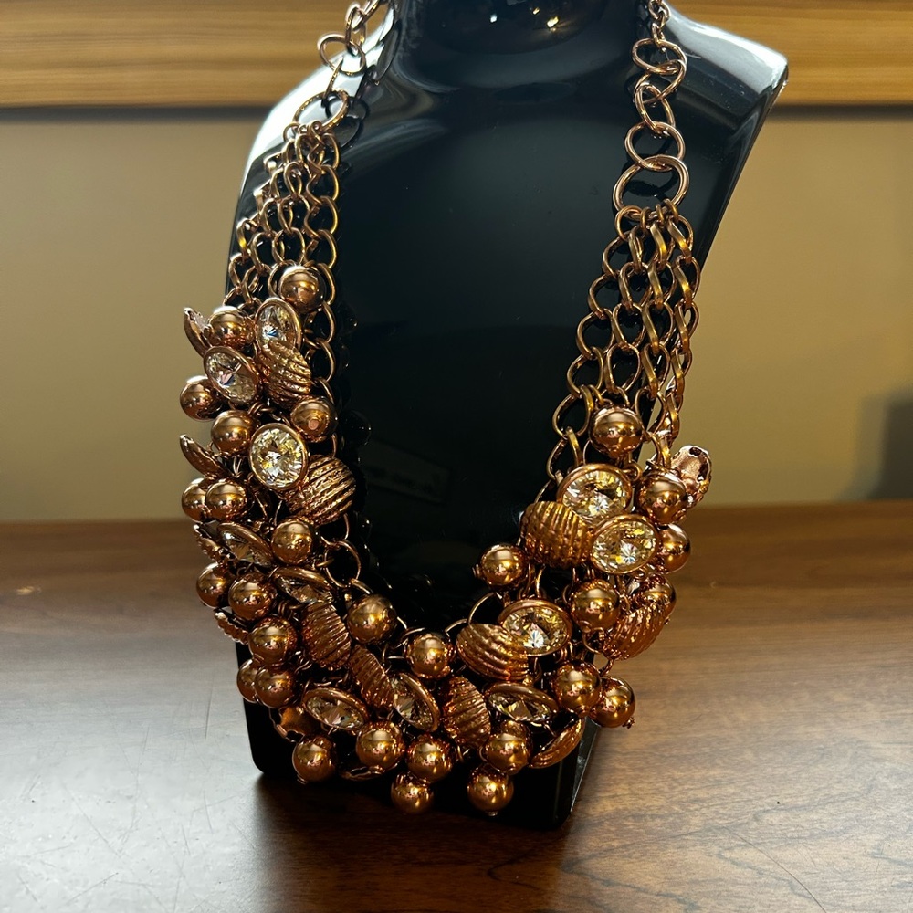 Fifth Avenue Elegant Rose Gold Statement Necklace-Swarovski crystals